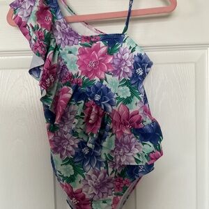 Janie and Jack Floral One-Shoulder Swimsuit NWOT SIZE7